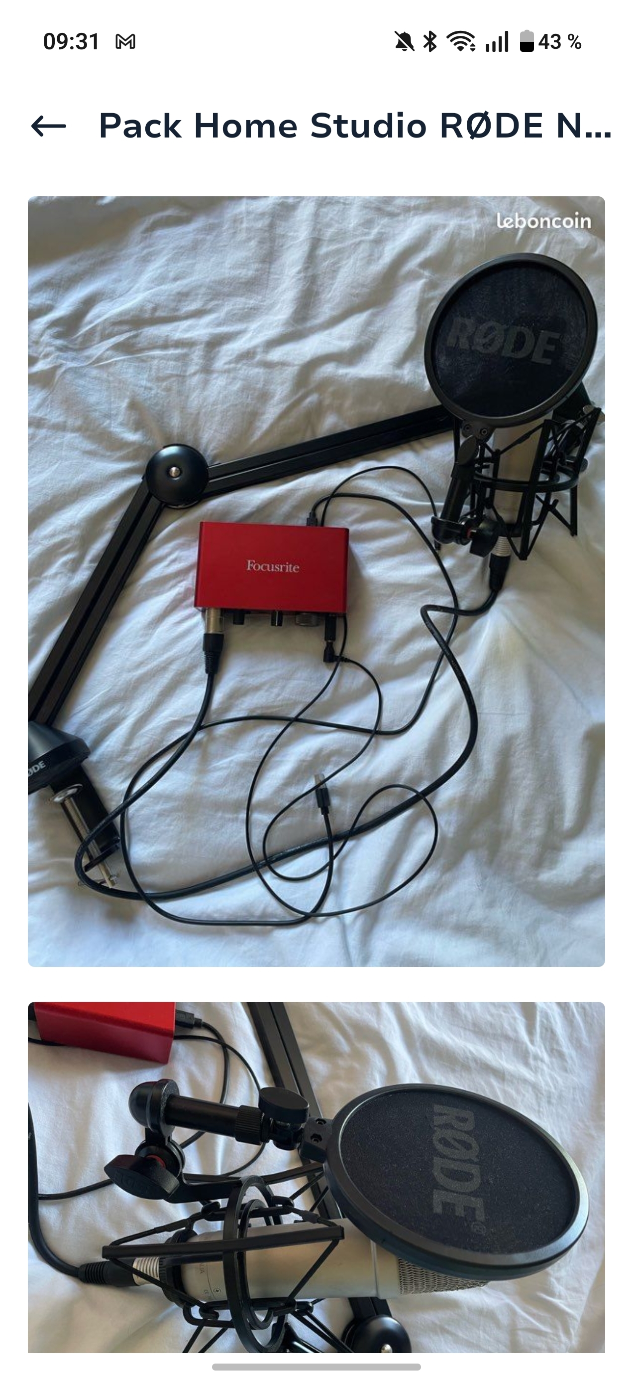 Pack Home Studio RØDE NT1-A + Scarlett Solo 3e Gen + Bras Micro