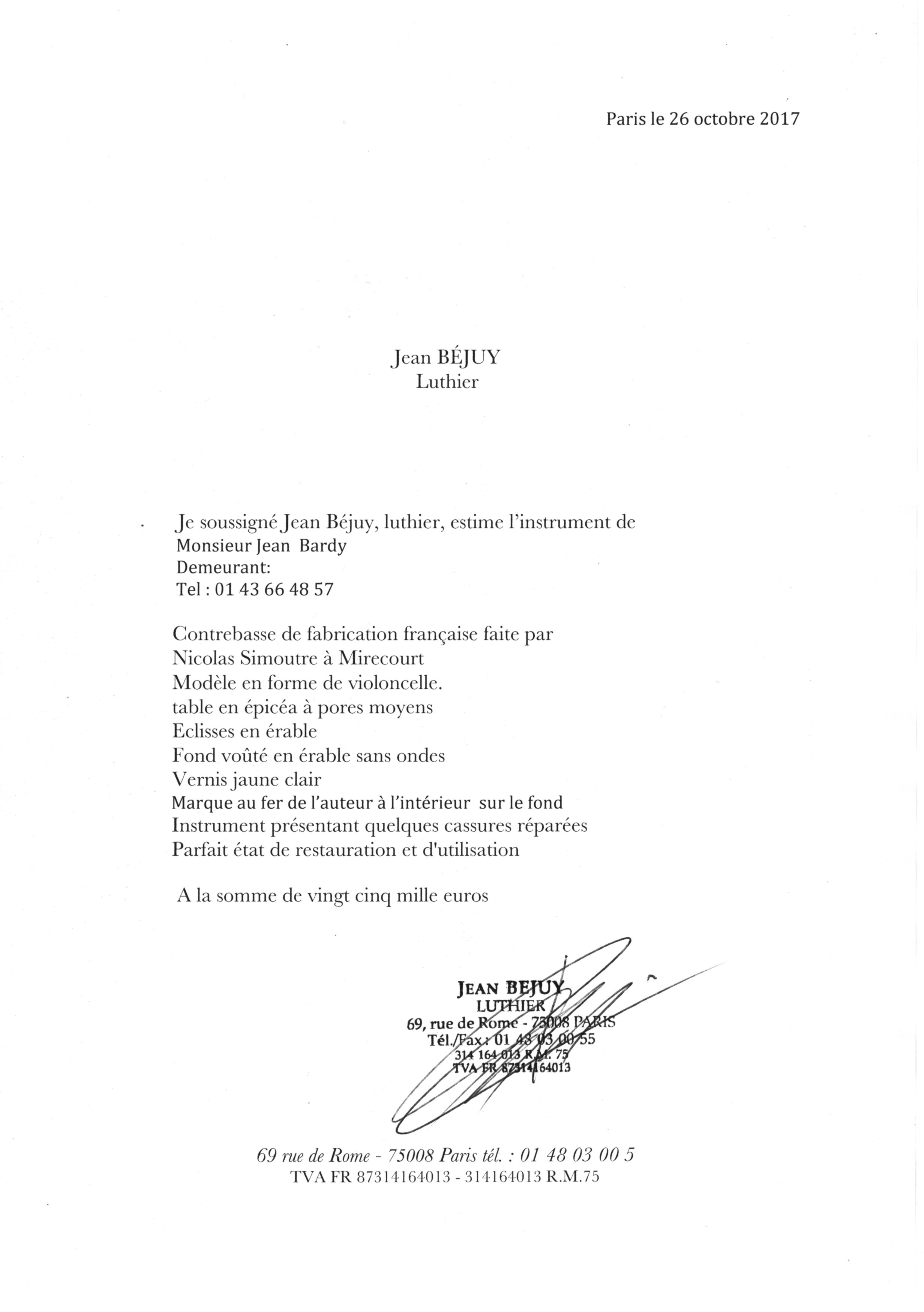 Estimation Nicolas Simoutre ( jean bejuy )