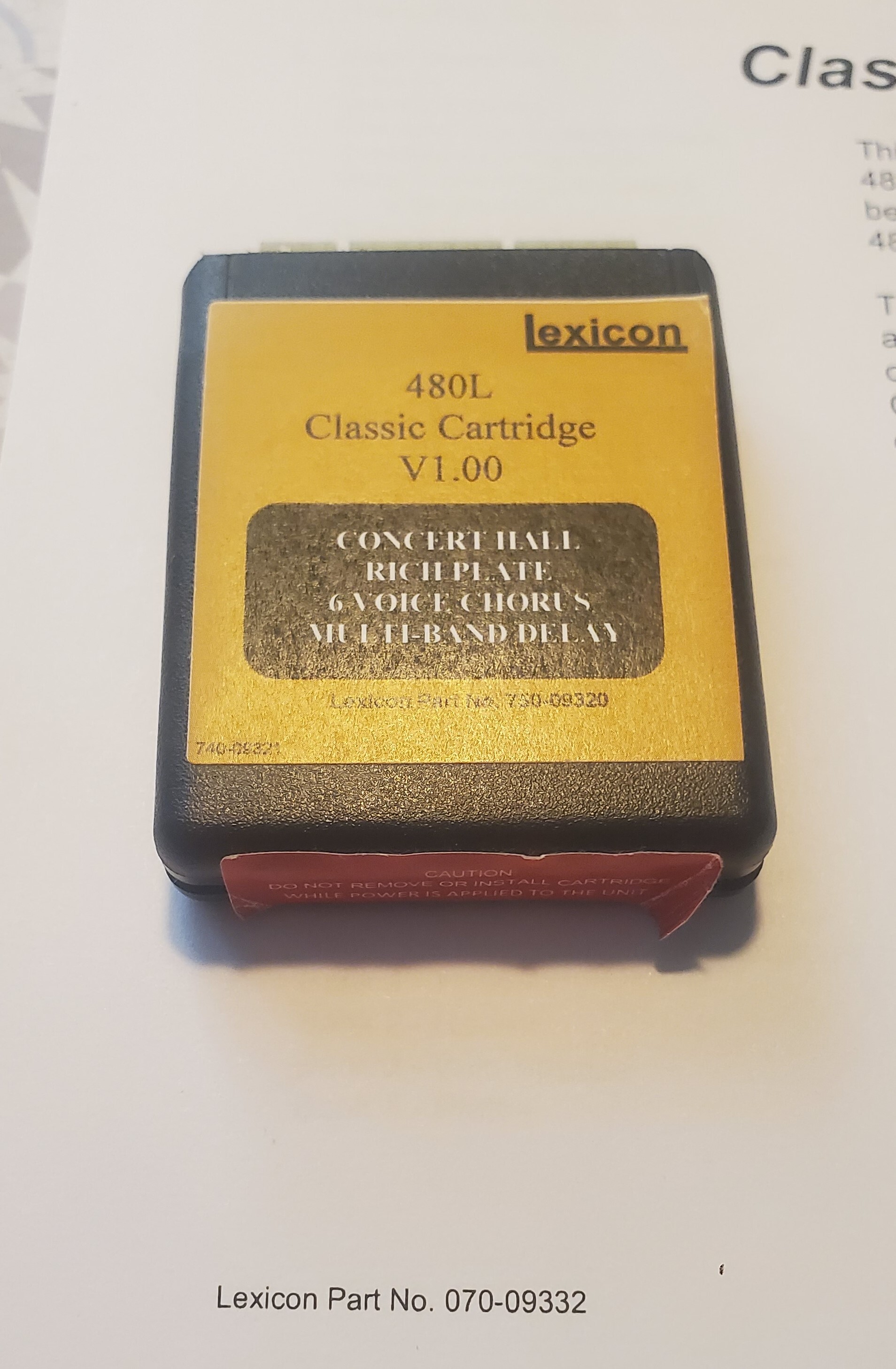 CLASSIC CARD / CARTRIDGE LEXICON 480 Carte mémoire Rom « Classic Card V 1.0 » pour unité de réverbération « Lexicon 480 » qui a