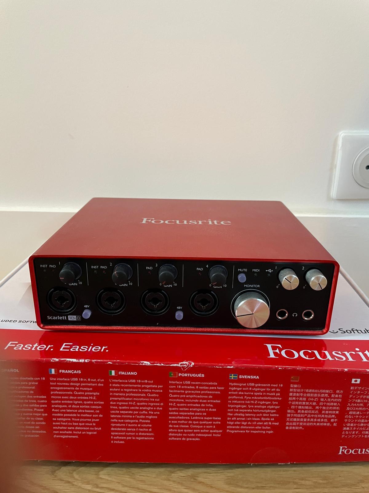 Vends interface audio focusrite scarlett 18i8 2nd Gen