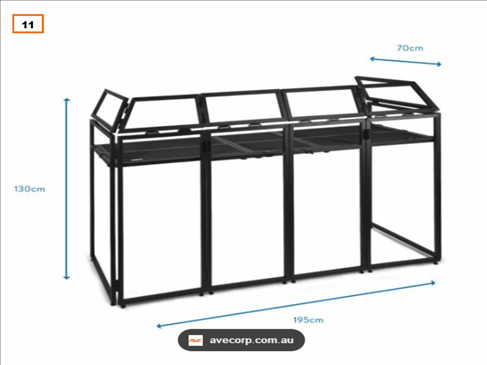 Photo 11 Dimensions du Vonyx DB5 PRO DJ Aluminium Booth)