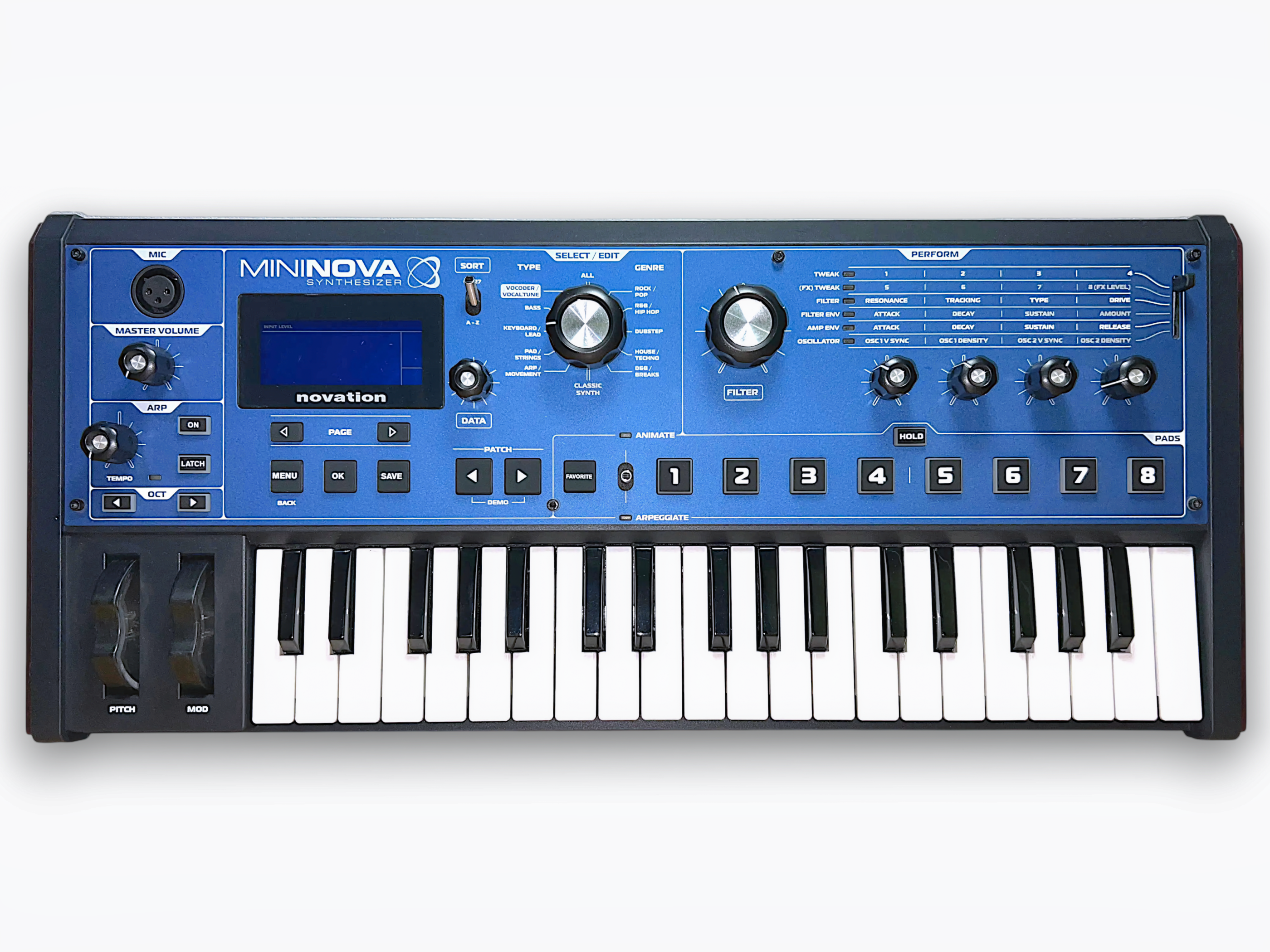 Vend Novation MiniNova 37-Key 18-Voice Synthesizer 2012 - Blue