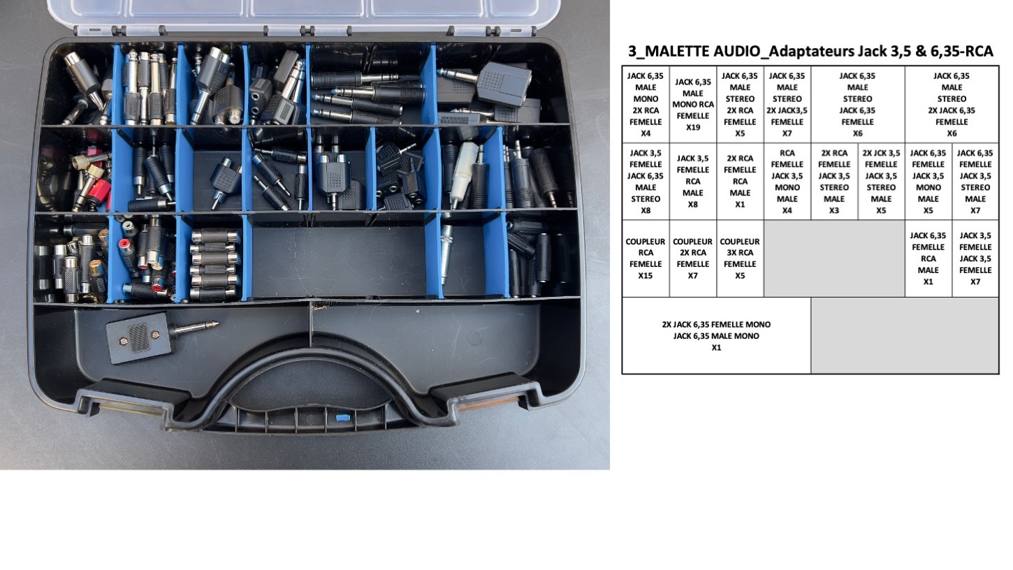 3-4 MALLETTE AUDIO Adaptateurs Jack 3,5 & 6,35-RCA Photo & détails