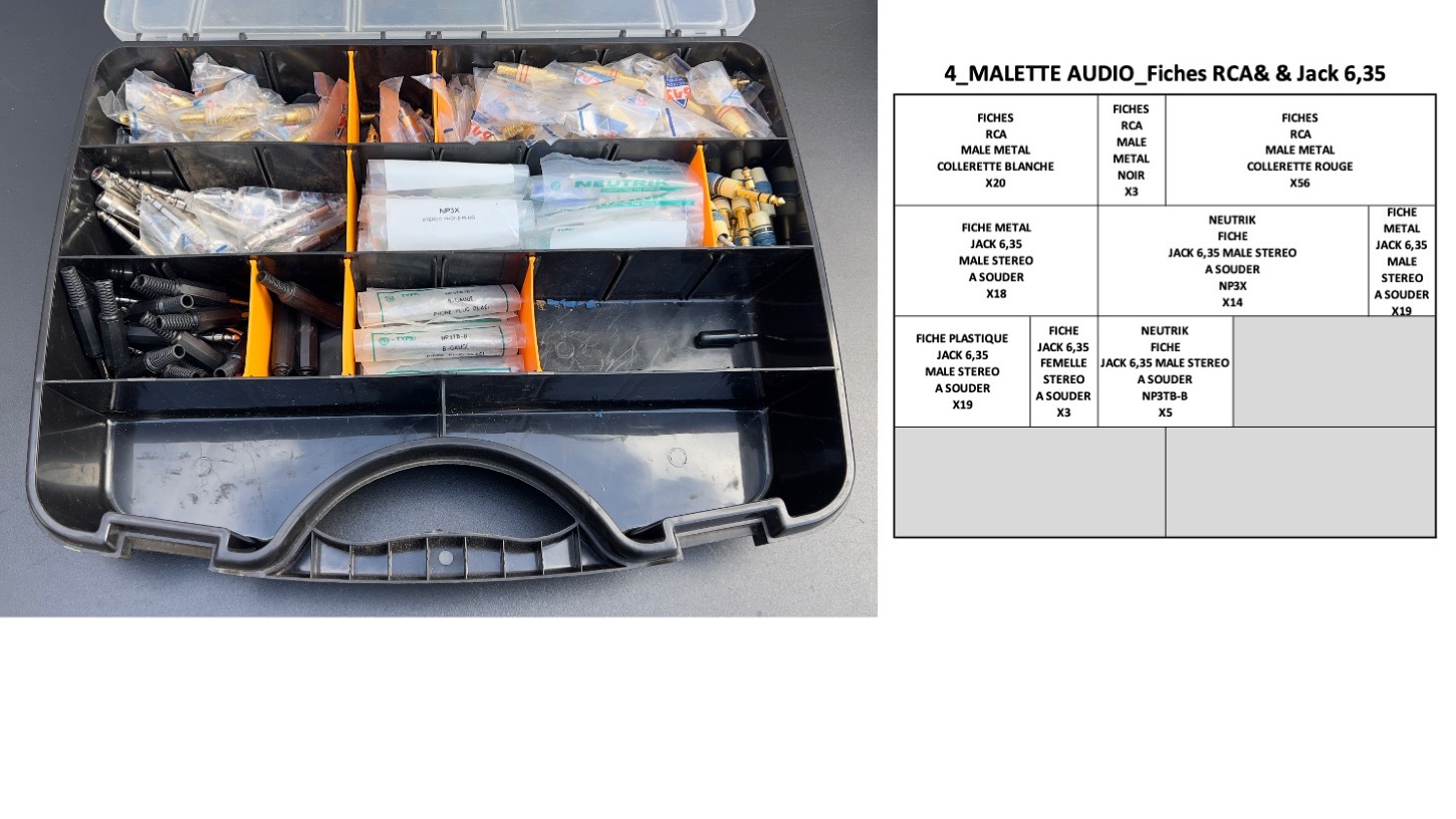 4-4 MALLETTE AUDIO Fiches RCA& & Jack 6,35 Photo & détails