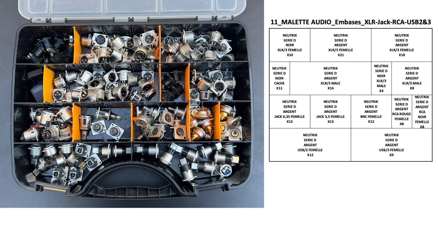11-4 MALLETTE NEUTRIK AUDIO Embases XLR-Jack-RCA-USB2&3 Photo & détails