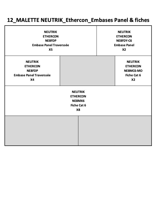 12-2 MALLETTE NEUTRIK ETHERCON Embases Panel & fiches