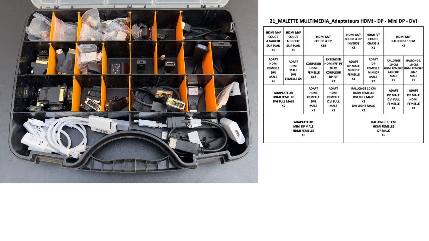 21-4 MALLETTE MULTIMEDIA Adaptateurs HDMI-DP-Mini DP-DVI Photo & détails