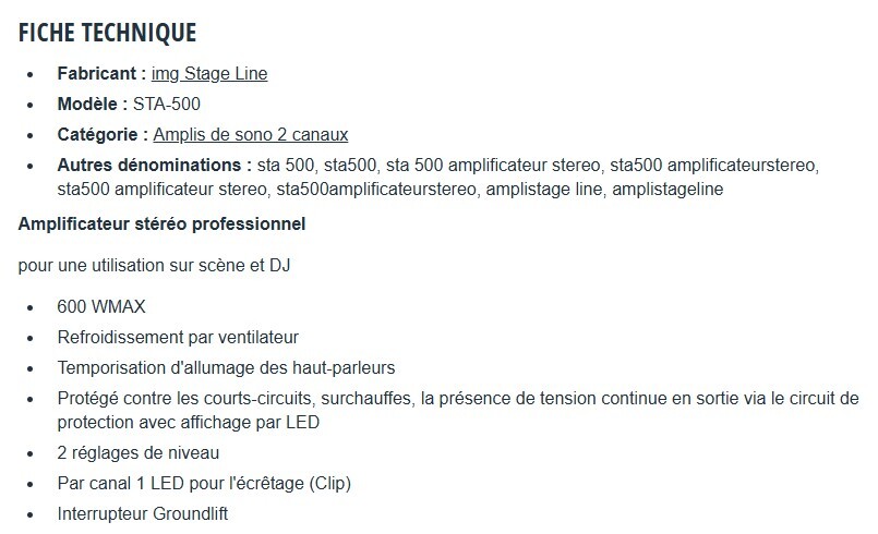 Fiche technique