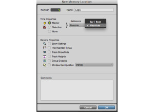 Pro Tools creating a memory location