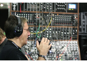 Mike Levine filming and Moog